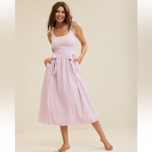 Aerie At The Barre Bow Midi Dress in Orchid (S)